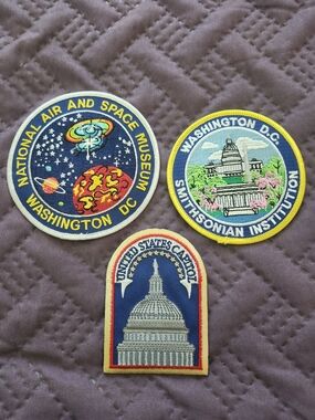 Washington DC Smithsonian & Capitol Embroidered Patch Set - Blue, Yellow, Red